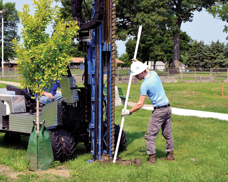 worker with Exlterra’s HAZL rig