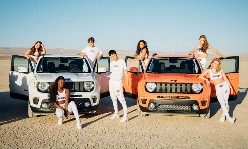 Now United members with Jeep Renegades