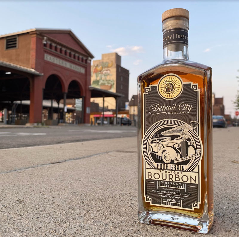 Detroit City Distillery (DCD) is launching Four Grain Straight Bourbon into permanent lineup of whiskies. // Photo courtesy of Detroit City Distillery