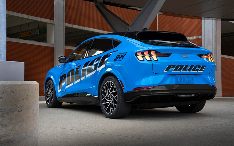 The Ford Mustang Mach-E SUV is the first fully electric vehicle pass testing by Michigan State Police. // Courtesy of Ford