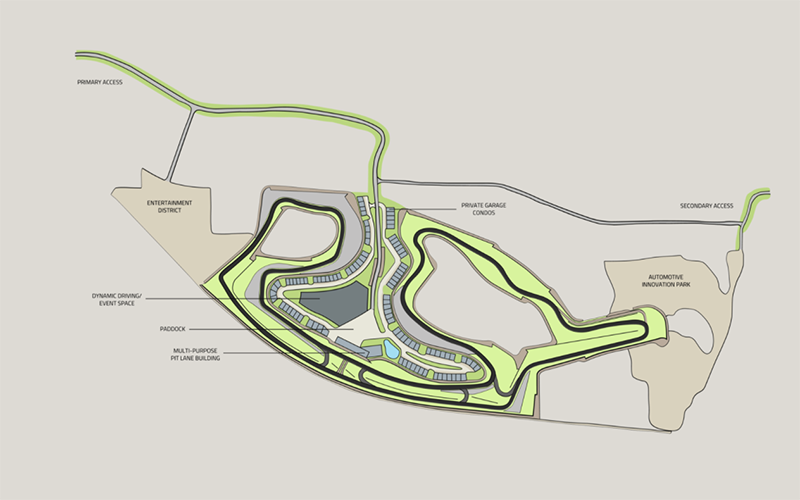 a map of the proposed Motorsports Gateway Howell Automotive Country Club