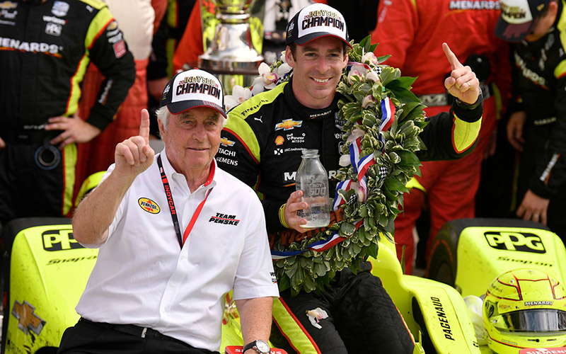 Penske with Simon Pagenaud after his 2019 indianapolis 500 win