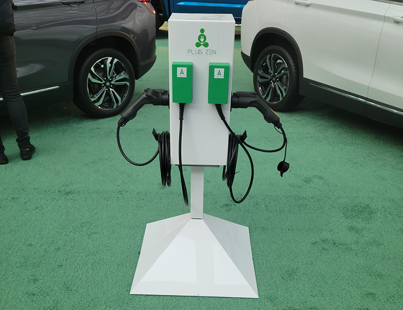 Detroit's Plug Zen debuted its charging station and chargers at the LA Auto Show and AutoMobility LA. // Courtesy of Plug Zen