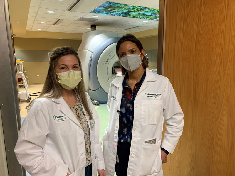 Dr. Brittani Thomas (left) and Dr. Thais Fortes are leading breast cancer physicians at the Sparrow Herbert-Herman Cancer Center. // Courtesy of Sparrow Hospital