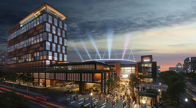 Rendering of a future hotel development on Henry Street near Little Caesars Arena in The District Detroit. // Courtesy of Olympia Development/The Related Cos.