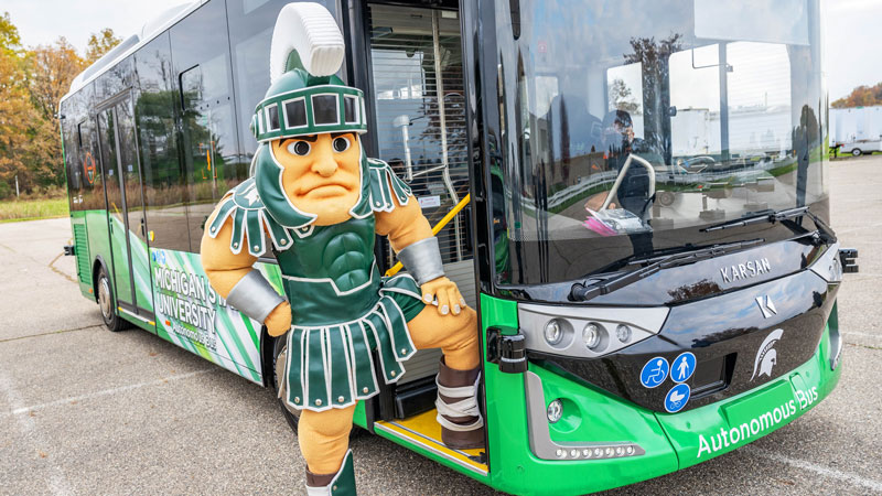 Michigan State University’s electric autonomous bus is now carrying passengers. // Courtesy of MSU 
