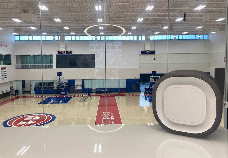 Aura Air will install 88 smart air purifiers to clean and monitor indoor air quality in the Pistons’ Performance Center in Detroit. // Courtesy of Aura Air