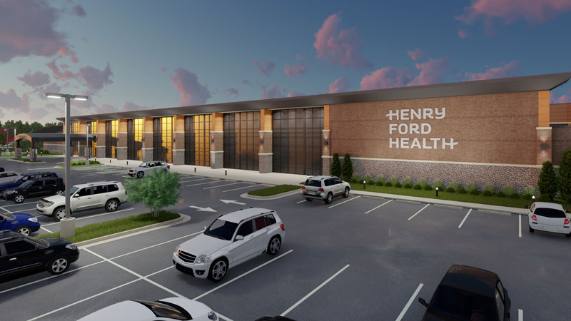 The new Henry Ford Behavioral Health Hospital in West Bloomfield Township will have 184 inpatient beds when it opens in 2024. // Courtesy of Henry Ford Health