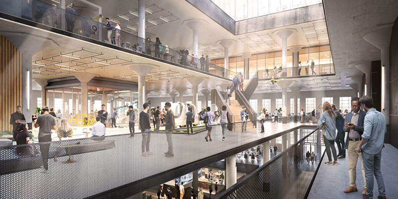 Newlab will open its Detroit headquarters in the renovated Book Depository (pictured) at Michigan Central this spring. // Courtesy of Michigan Central 