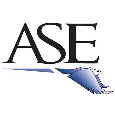 ASE logo with "ASE" and a graphic of an eagle