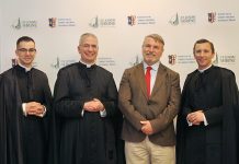 St. Joseph Shrine Legacy Gala 2026 Canon Stephen Sharpe, Canon Matthew Talarico, author Joseph Pearce, Canon Jean-Baptiste Commins